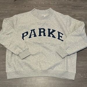 PARKE Nostalgia Varsity Mockneck Classic Grey + Denim NWT